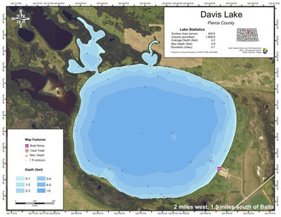 North Dakota Game and Fish Department Davis Lake - Pierce County digital map