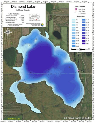 North Dakota Game and Fish Department Diamond Lake - LaMoure County digital map