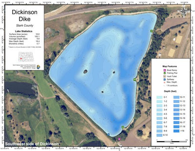 North Dakota Game and Fish Department Dickinson Dike - Stark County digital map