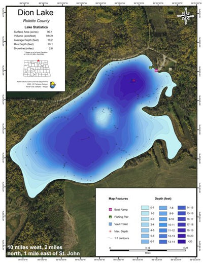 North Dakota Game and Fish Department Dion Lake - Rolette County digital map