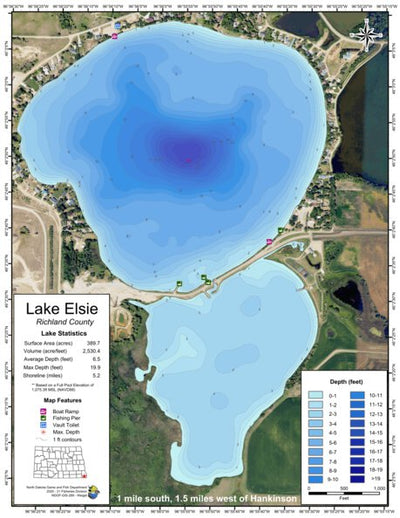 North Dakota Game and Fish Department Elsie, Lake - Richland County digital map