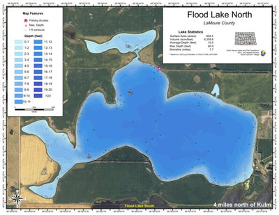 North Dakota Game and Fish Department Flood Lake North - LaMoure County digital map