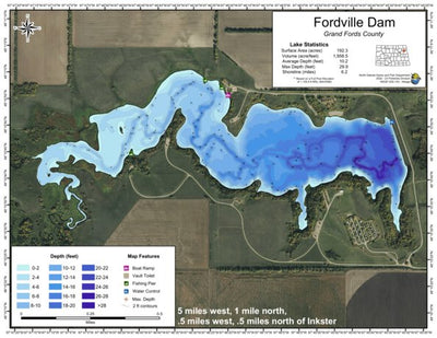 North Dakota Game and Fish Department Fordville Dam - Grand Forks County digital map