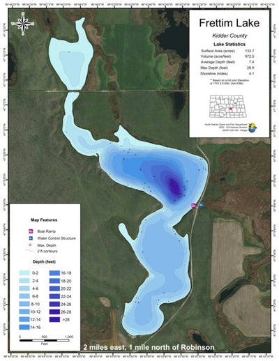 North Dakota Game and Fish Department Frettim Lake - Kidder County digital map