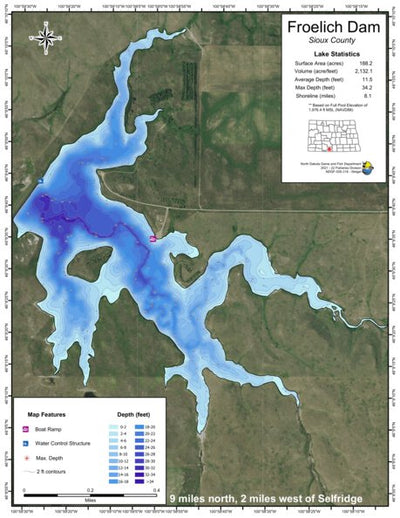 North Dakota Game and Fish Department Froelich Dam - Sioux County digital map