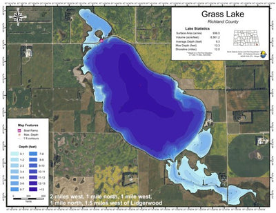 North Dakota Game and Fish Department Grass Lake - Richland County digital map