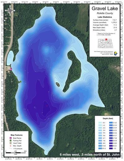 North Dakota Game and Fish Department Gravel Lake - Rolette County digital map