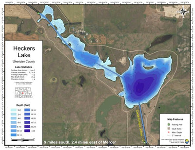 North Dakota Game and Fish Department Heckers Lake - Sheridan County digital map