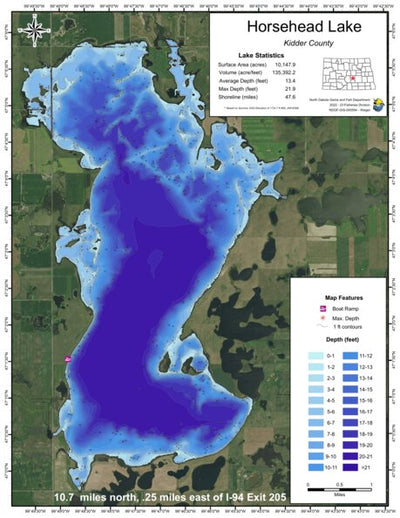 North Dakota Game and Fish Department Horsehead Lake - Kidder County digital map