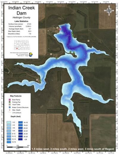 North Dakota Game and Fish Department Indian Creek Dam - Hettinger County digital map