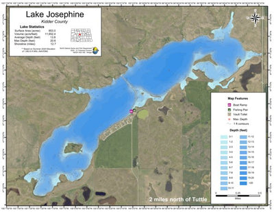 North Dakota Game and Fish Department Josephine, Lake - Kidder County digital map