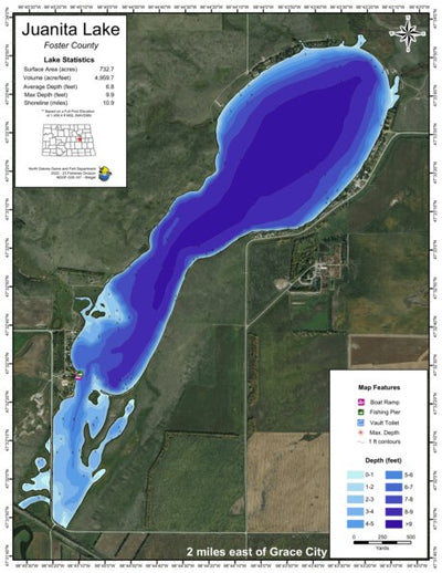 North Dakota Game and Fish Department Juanita Lake - Foster County digital map