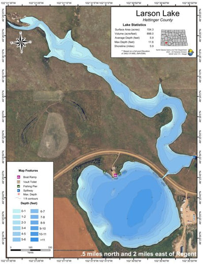 North Dakota Game and Fish Department Larson Lake - Hettinger County digital map