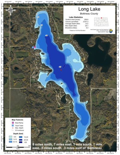 North Dakota Game and Fish Department Long Lake - Bottineau County digital map