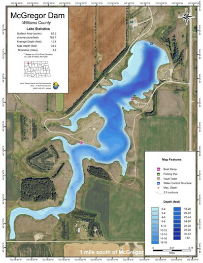 North Dakota Game and Fish Department McGregor Dam - Williams County digital map