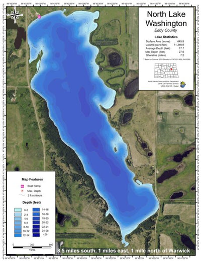 North Dakota Game and Fish Department North Lake Washington - Eddy County digital map