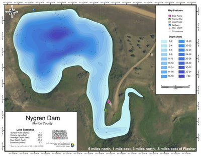 North Dakota Game and Fish Department Nygren Dam - Morton County digital map
