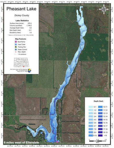 North Dakota Game and Fish Department Pheasant Lake - Dickey County digital map