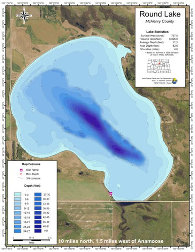 North Dakota Game and Fish Department Round Lake - McHenry County digital map