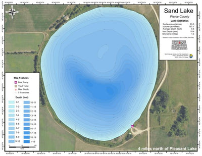North Dakota Game and Fish Department Sand Lake - Pierce County digital map
