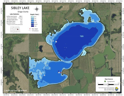 North Dakota Game and Fish Department Sibley Lake - Griggs County digital map