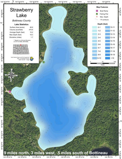 North Dakota Game and Fish Department Strawberry Lake - Bottineau County digital map