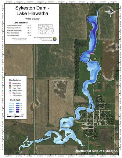 North Dakota Game and Fish Department Sykeston Reservoir - Wells County digital map