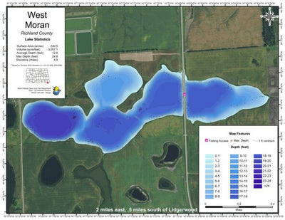 North Dakota Game and Fish Department West Moran Lake - Richland County digital map