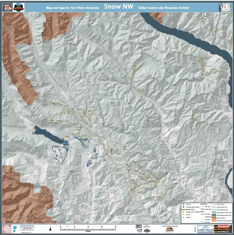 Northwest Portal Snowmobile and Nordic Trails in Lake Wenatchee and West of Lake Chelan, Washington. Large (36x36") digital map