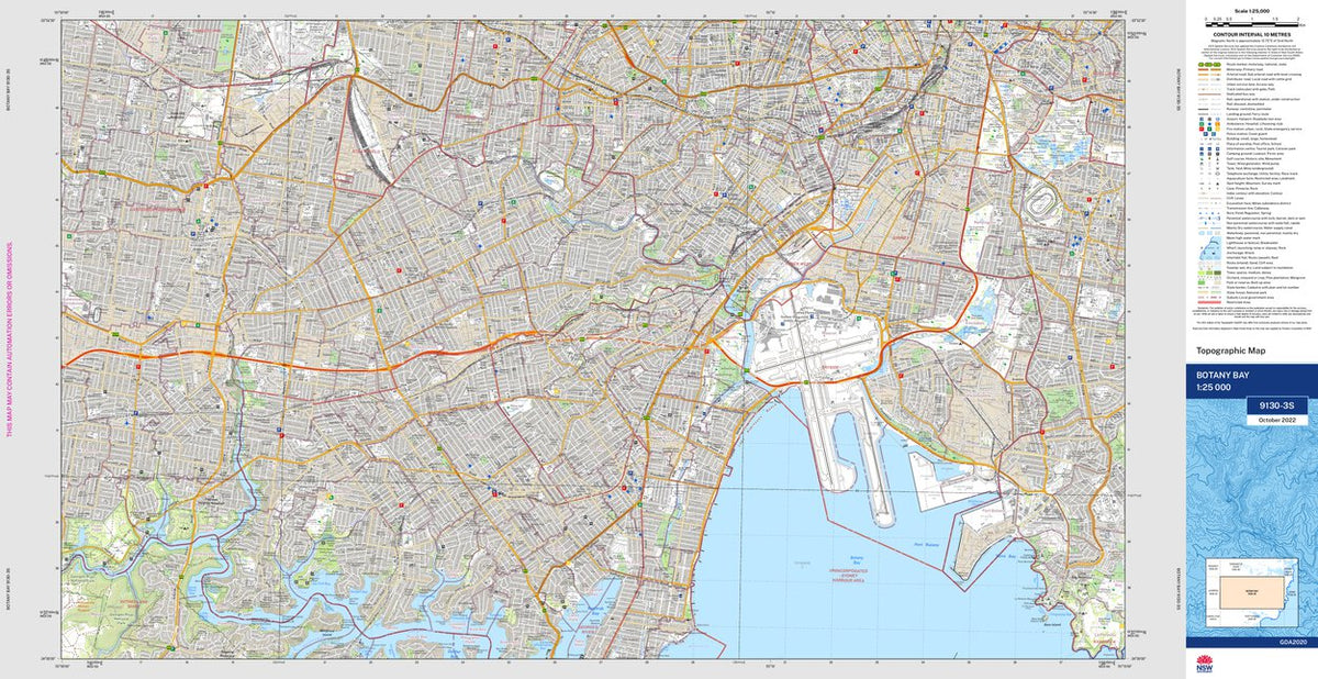 Botany Maps Botany Bay 9130-3S Map by NSW Government Spatial Services | Avenza Maps