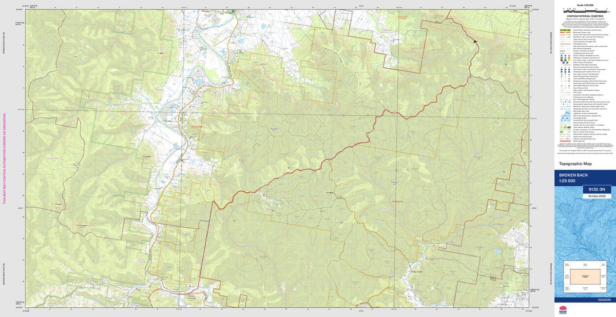 Broken Back 9132-3N Map by NSW Government Spatial Services | Avenza Maps
