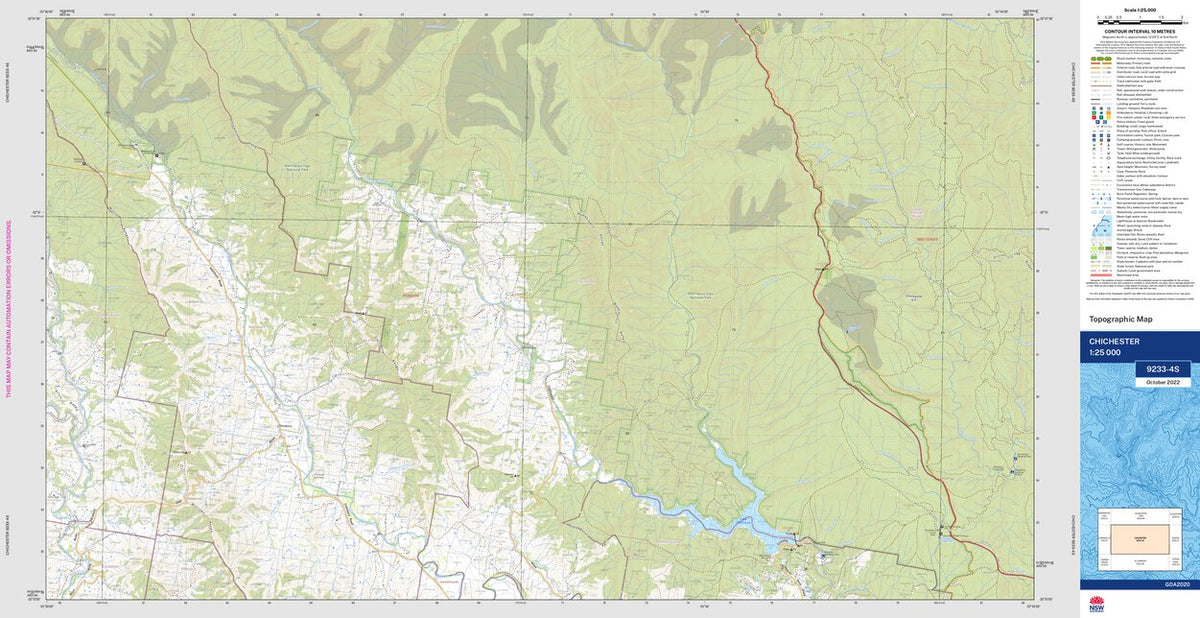 Chichester 9233-4S Map by NSW Government Spatial Services | Avenza Maps