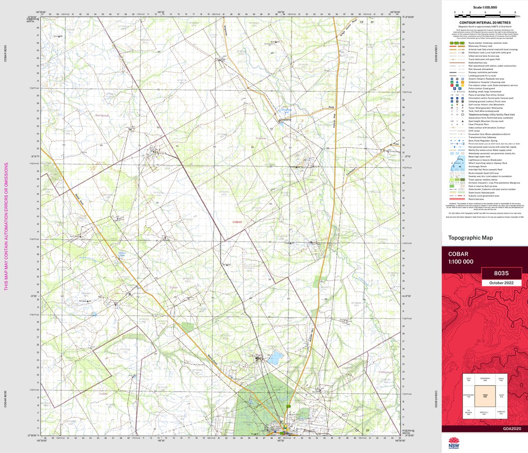 Cobar 8035 Map by NSW Government Spatial Services | Avenza Maps
