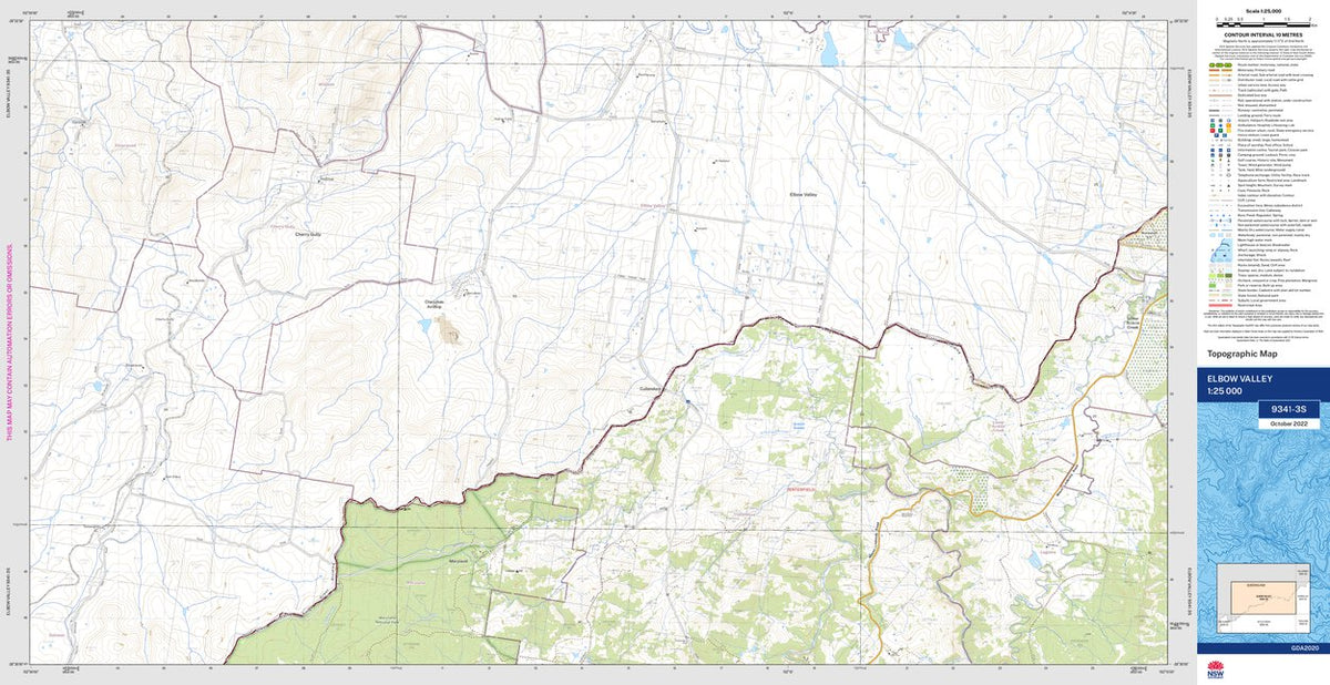 Elbow Valley 9341-3S Map by NSW Government Spatial Services | Avenza Maps