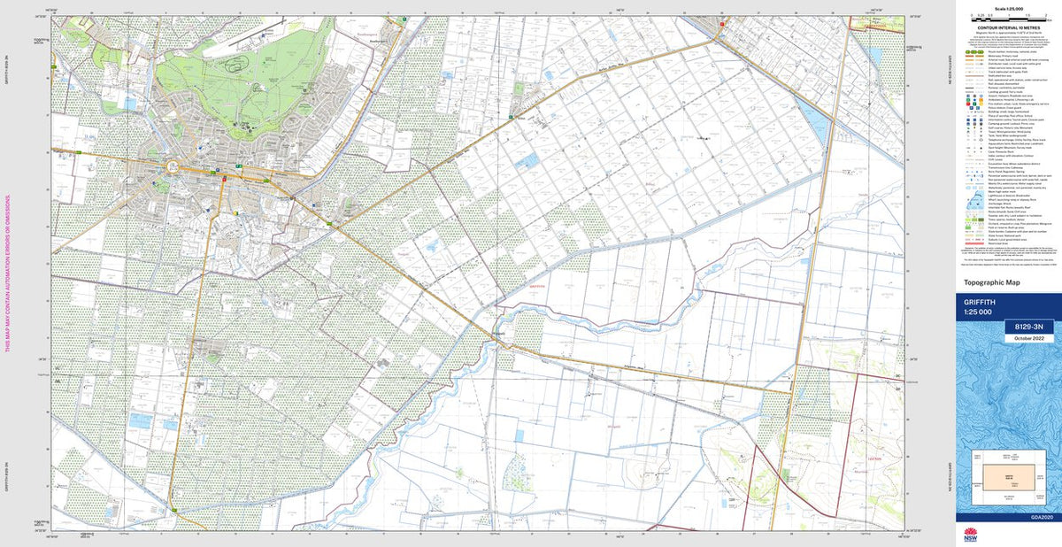 Griffith 8129-3N Map by NSW Government Spatial Services | Avenza Maps