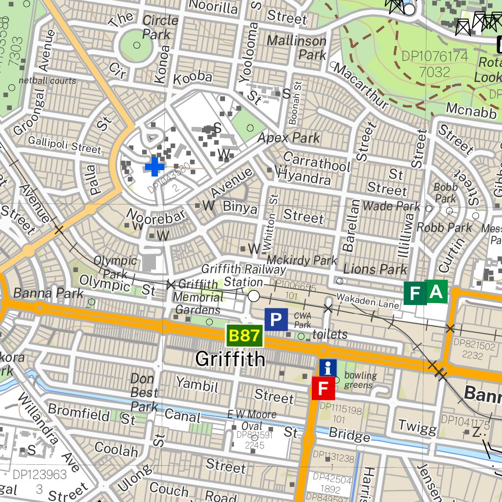 Griffith Postcode Griffith 8129-3N Map by NSW Government Spatial Services | Avenza Maps