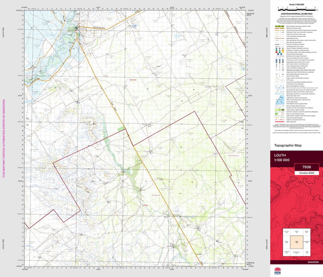Louth 7936 Map by NSW Government Spatial Services | Avenza Maps