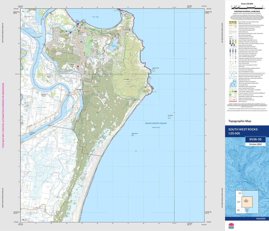 South West Rocks 9536-3S Map by NSW Government Spatial Services ...