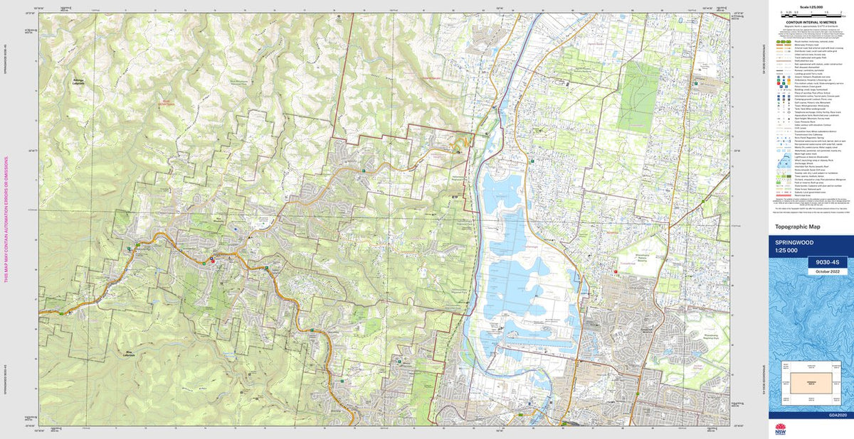 Springwood Bus Map Springwood 9030-4S Map by NSW Government Spatial Services | Avenza Maps