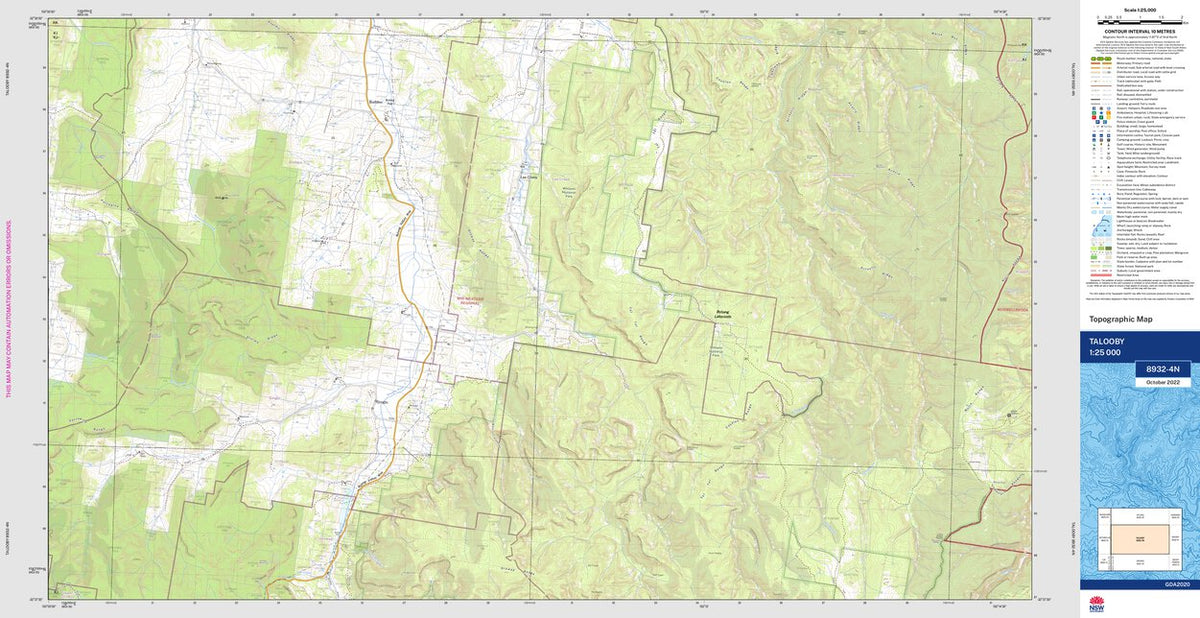 Talooby 8932-4N Map by NSW Government Spatial Services | Avenza Maps