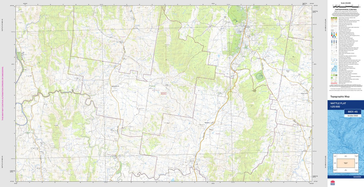 Wattle Flat 8831-4S Map by NSW Government Spatial Services | Avenza Maps