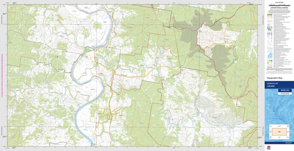 Yates Flat 9439-4N Map by NSW Government Spatial Services | Avenza Maps