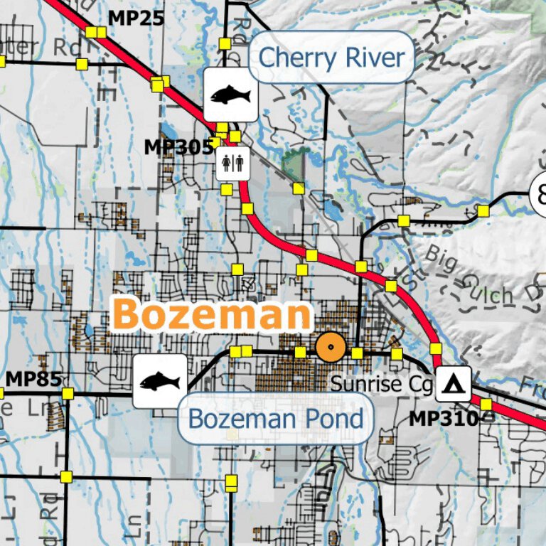 Gallatin River Lower Map by Off The Grid Maps | Avenza Maps