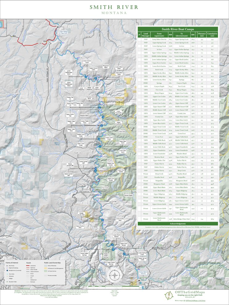 Smith River Montana Map by Off The Grid Maps | Avenza Maps