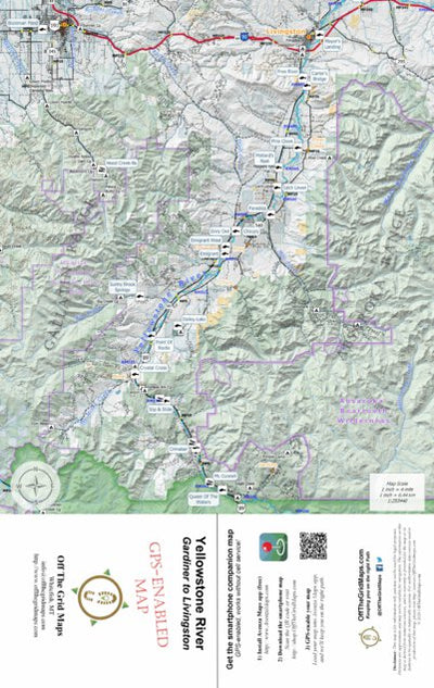 Off The Grid Maps Yellowstone River Gardiner to Livingston digital map