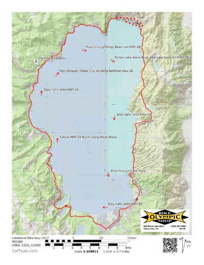 Olympic Bike Shop Lake Tahoe - Bike Loop digital map
