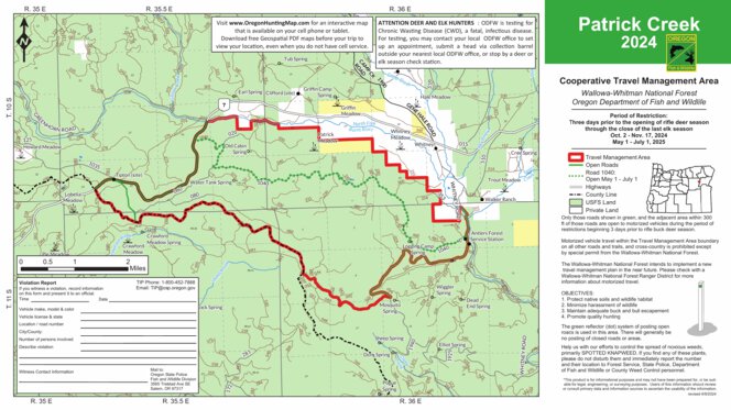 Patrick Ranch Map Patrick Creek Map by Oregon Department of Fish and Wildlife | Avenza Maps