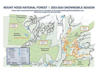 Oregon State Snowmobile Association Mt Hood Columbia Gorge Power Sledders digital map