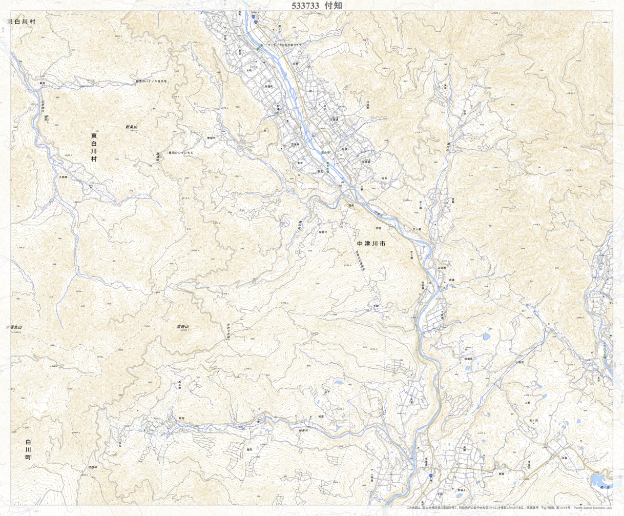 533733 付知 （つけち Tsukechi）, 地形図 Map by Pacific Spatial