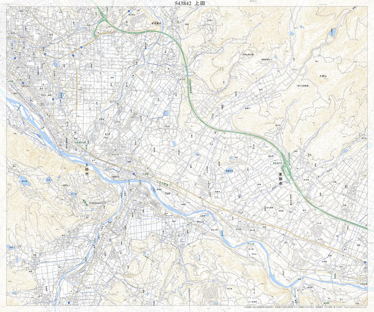 543842 上田 (うえだ Ueda), 地形図 Map by Pacific Spatial 543842 上田 (うえだ Ueda), 地形図 Map by Pacific Spatial
